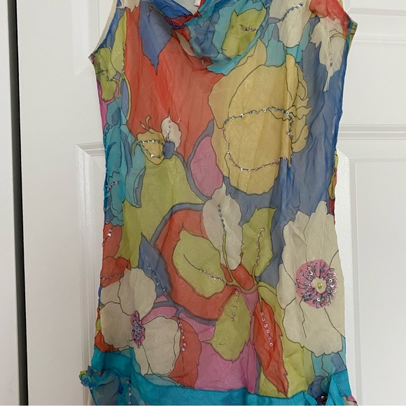 Spogee vintage 90’s silk floral abstract print size L - Picture 3 of 5